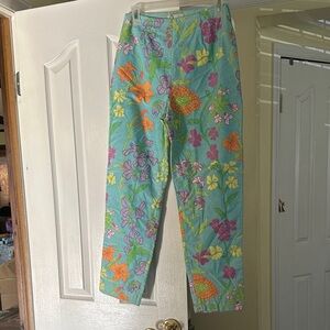 Lilly Pulitzer Vintage Aqua and Lavender Floral Pants